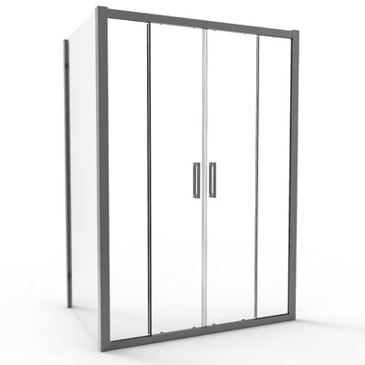 Stainless Steel Gun Gray Brushed Color Double Sliding Door With Side Panel
