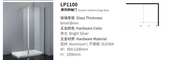 8mm Tempered Glass Seamless Single Sliding Glass Shower Doors OEM