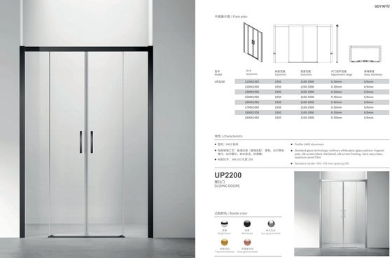 With Aluminum Frame Foldable Glass Shower Screen For Bath,Double Sliding Door