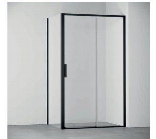 Matte Black ,Bathroom Shower Room, Square Shape,Sliding Door With Side Panel