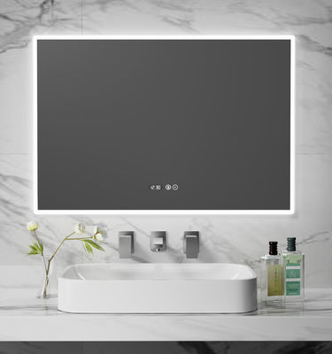 Smart LED Bathroom Mirror with Anti-Fog Function, Time & Temperature Display, Stepless Dimming, Waterproof Design, Dual-Touch Control, 3000K~6000K Color Temperature, a Customizable Dimensions & Funct