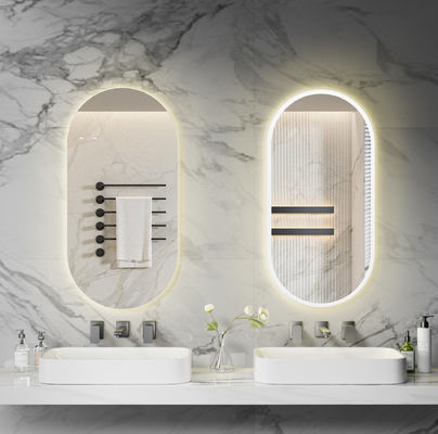 Smart LED Bathroom Mirror with Anti-Fog Function, Time & Temperature Display, Stepless Dimming, Waterproof Design, Dual-Touch Control, 3000K~6000K Color Temperature, a Customizable Dimensions & Funct
