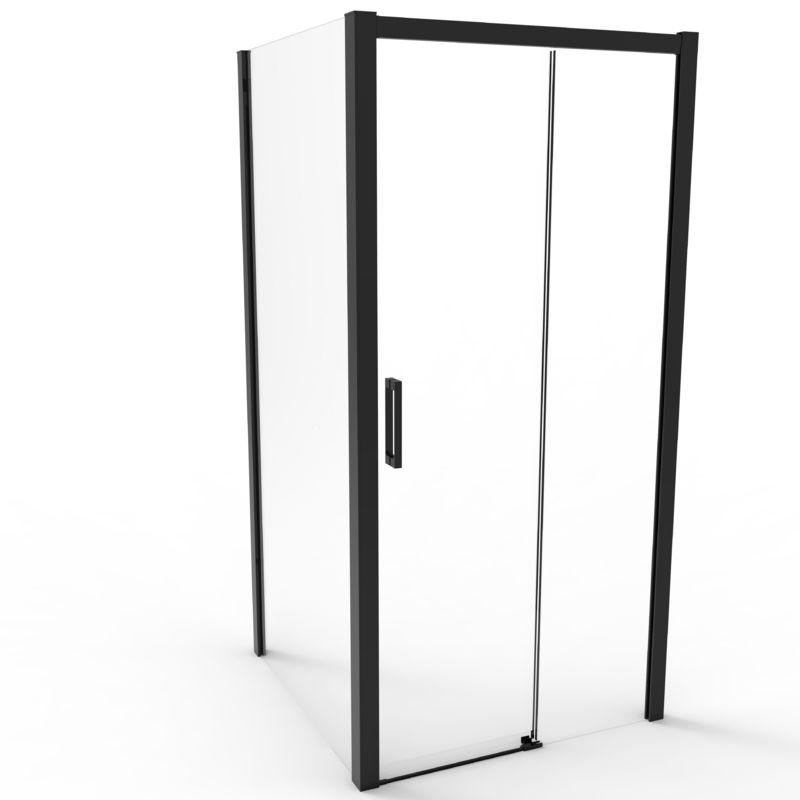 Stainless Steel, Matte Black Color,Sliding Door With Side Panel