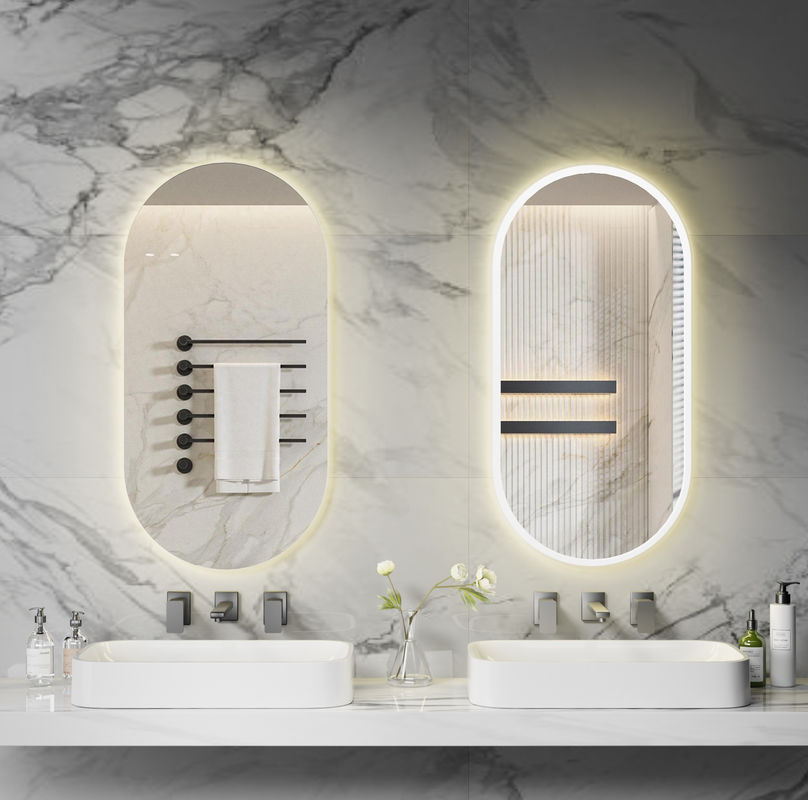 Smart LED Bathroom Mirror with Anti-Fog Function, Time & Temperature Display, Stepless Dimming, Waterproof Design, Dual-Touch Control, 3000K~6000K Color Temperature, a Customizable Dimensions & Funct